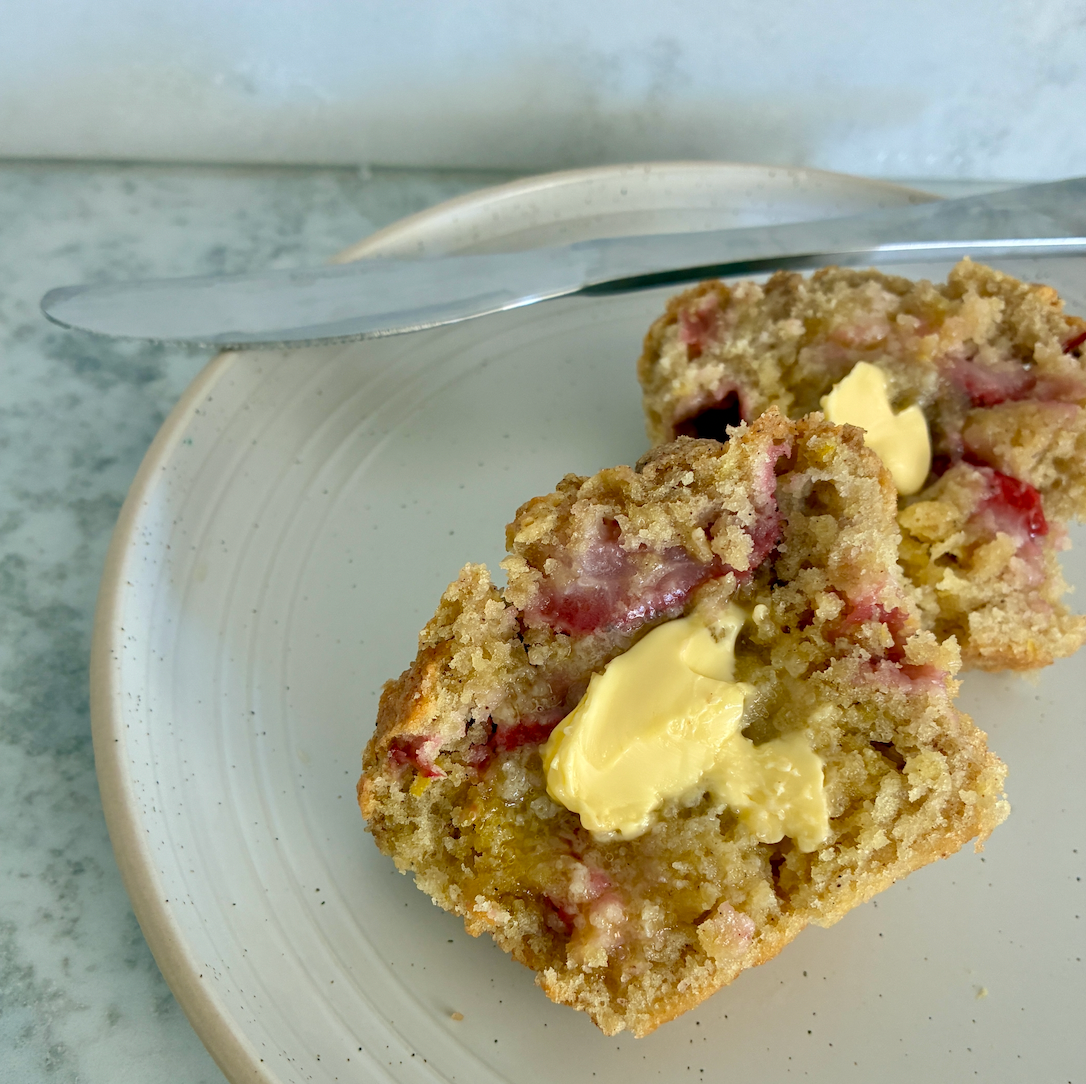 Strawberry & Rhubarb Muffins